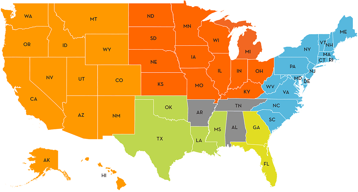 Poly Processing Sales Territories